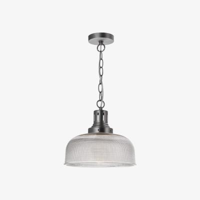 Knees Dar Lighting TAC0161 Tack 1 Light Glass Pendant Industrial Nickel