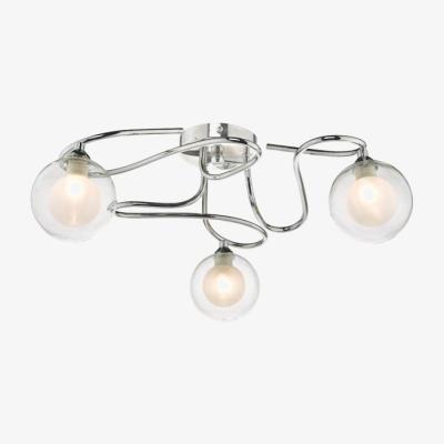 Knees dar lighting Non5350 Nondus 3 Light Semi Flush Polished Chrome and Glass
