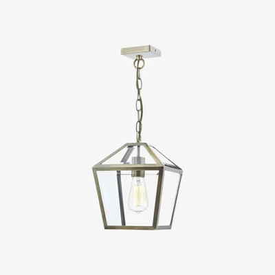 Knees Dar Lighting CHU0175 Churchill 1 Light Pendant Antique Brass
