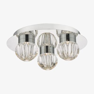 Knees dar lighting ZON5350 Zondra 3 Light Flush Polished Chrome and Glass LED Bathroom IP44