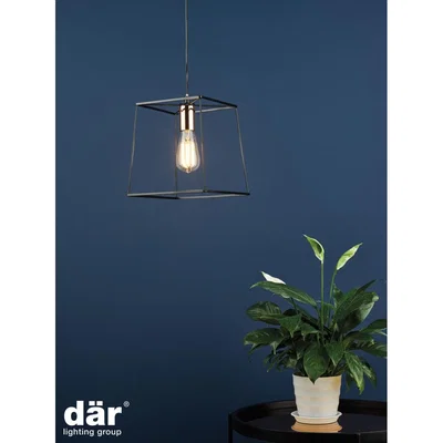 Knees dar lighting Tow0122 Tower 1 Light Single Pendant Matt Black Copper