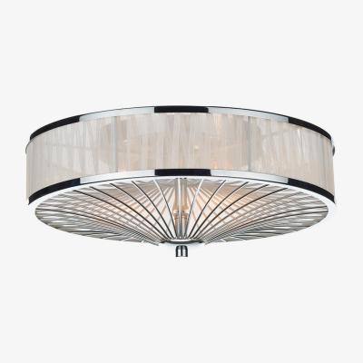 Knees Dar Lighting OSL5050 Oslo 3 Light Flush Polished Chrome And White
