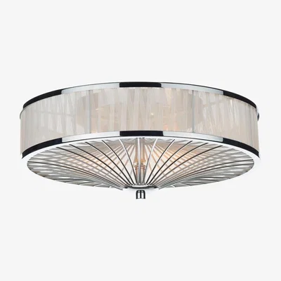 Knees Dar Lighting OSL5050 Oslo 3 Light Flush Polished Chrome And White
