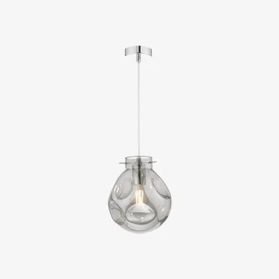 Knees dar lighting Qui0110 Quinn Pendant Polished Chrome and Smoked Glass
