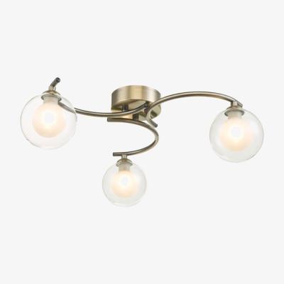 Knees dar lighting Nak5375-04 Nakita 3 Light Semi Flush Antique Brass With Clear/Opal Glass