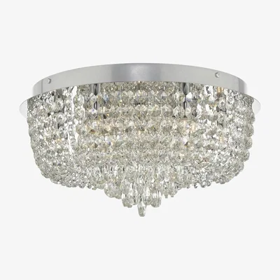 Knees dar lighting EIT5008 Eitan 9 Light Beaded Flush Clear and Polished Chrome