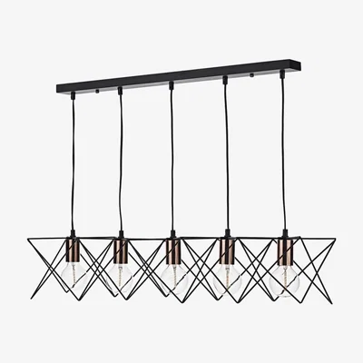 Knees Dar Lighting MID0522 Midi 5 Light Bar Pendant Black And Copper