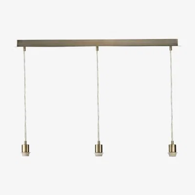 Knees dar lighting Sp367 3 Light Antique Brass E27 Suspension With Clear Cable