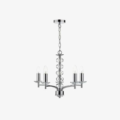 Knees dar lighting OLE0550 Oleana 5 Light Pendant Polished Chrome Crystal
