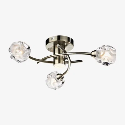 Knees dar lighting SEA5375 Seattle 3 Light Semi Flush Antique Brass