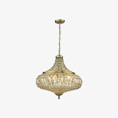 Knees dar lighting Asm0675 Asmara 6 Light Pendant Antique Brass Crystal