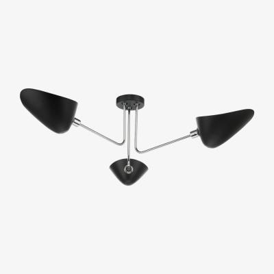Knees dar lighting SEB0322 Sebastian 3 Light Semi Flush Matt Black Polished Chrome