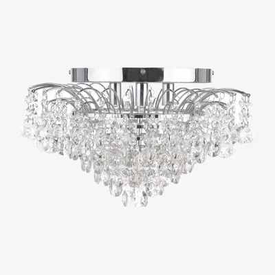 Knees dar lighting KIR5250 Kiruna 3 Light Flush Crystal and Polished Chrome