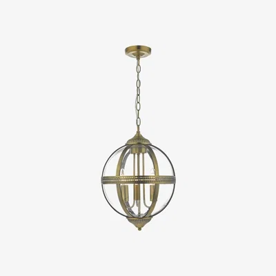 Knees dar lighting Van0375 Vanessa 3 Light Pendant Antique Brass And Clear