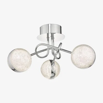Knees Dar Lighting NYM5350 Nyma 3 Light Semi Flush Polished Chrome and Acrylic LED
