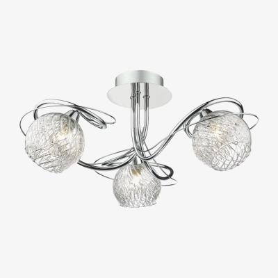 Knees dar lighting REH0350 Rehan 3 Light Semi Flush Decorative Glass Polished Chrome Frame