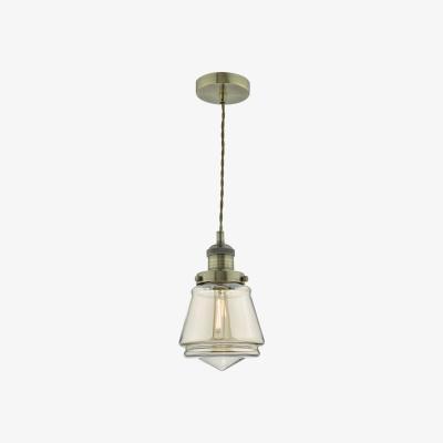 Knees Dar Lighting CUR0175 Curtis 1lt Pendant Antique Brass and Champagne Glass
