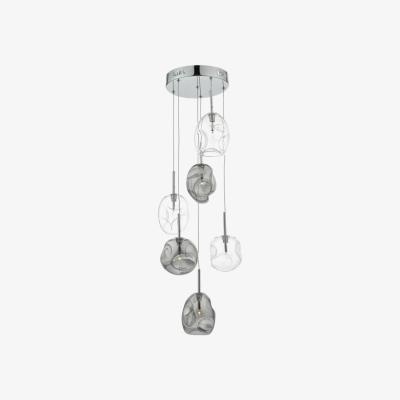 Knees Dar Lighting QUI6410 Quinn 6 Light Cluster Pendant Smoked/Clear