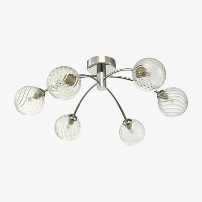 Knees dar lighting IZZ0650-03 Izzy 6 Light Semi Flush Polished Chrome Twisted Glass