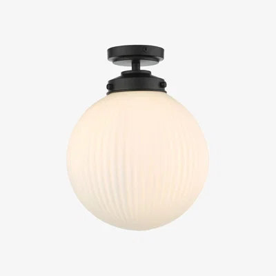 Knees dar lighting ALR0122 Alrik 1 Light Flush Matt Black Opal Glass IP44