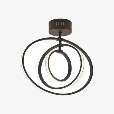 Knees Avali 1 Light Semi Flush Ceiling Light - Black
