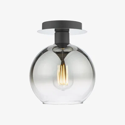Knees dar lighting LYC0122 Lycia 1 Light Semi Flush Matt Black Ombre Smoked Glass