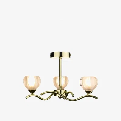 Knees Dar Lighting CYN0340 Cynthia 3 Light Semi Flush Polished Brass