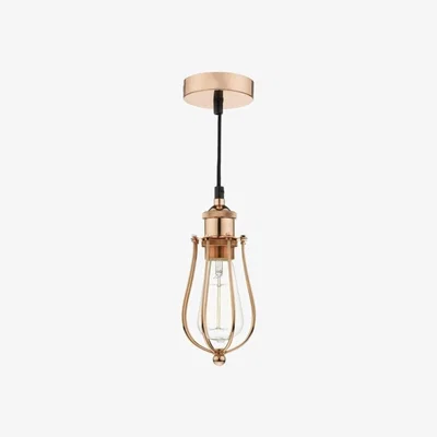 Knees dar lighting TAU0164 Taurus 1 Light Pendant Cage Bright Copper