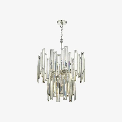Knees dar lighting ODI0620 Odile 6 Light Pendant Champagne Crystal Polished Nickel Frame