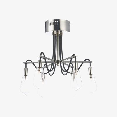 Knees dar lighting SCR0638 Scroll 6 Light Semi Flush Polished Nickel