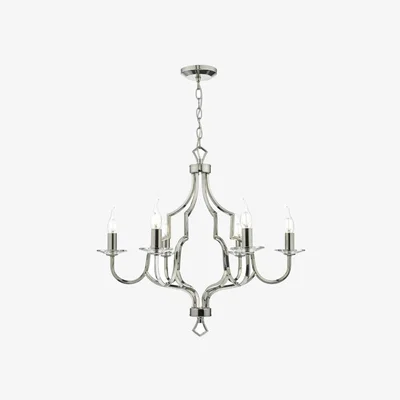 Knees dar lighting Ner0638 Nerva 6 Light Pendant Polished Nickel and Crystal