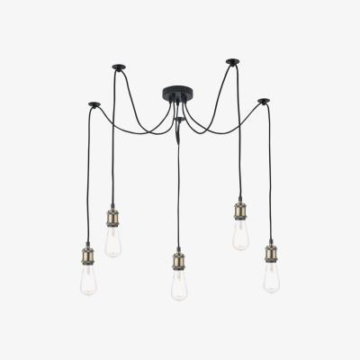 Knees dar lighting Wac0575 Waco 5 Light Pendant Antique Brass Matt Black