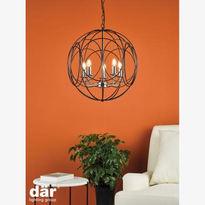 Knees dar lighting Pho0550 Phoenix 5 Light Pendant Matt Black With Polished Chrome Detail