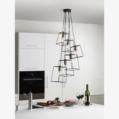 Knees dar lighting TOW0622 Tower 6 Light Cluster Pendant Black