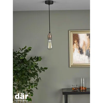 Knees dar lighting Wac0164 Waco 1 Light E27 Suspension Antique Copper Matt Black