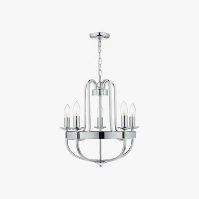 Knees dar lighting Hey0538 Heythrope 5 Light Pendant Polished Nickel