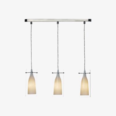 Knees Dar Lighting BOD0346 Boda 3 Light Pendant Satin Chrome Double Glass
