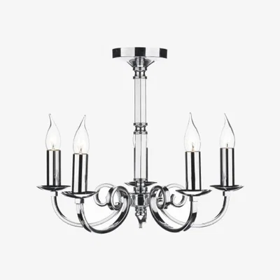 Knees dar lighting Mur0550 Murray 5 Light Dual Mount Pendant Polished Chrome