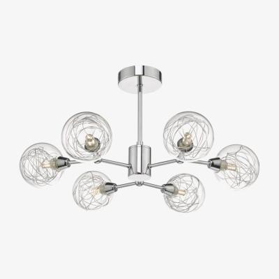 Knees dar lighting TYK6450 Tyka 6 Light Semi Flush Polished Chrome and Glass