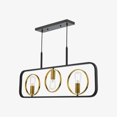 Knees dar lighting Ryo0354 Ryota 3 Light Bar Pendant Satin Black Antique Gold