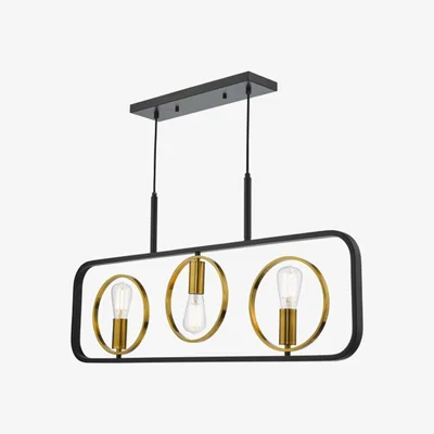 Knees dar lighting Ryo0354 Ryota 3 Light Bar Pendant Satin Black Antique Gold
