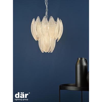 Knees dar lighting Mae0608 Maeve 6 Light Pendant Polished Chrome Textured Glass