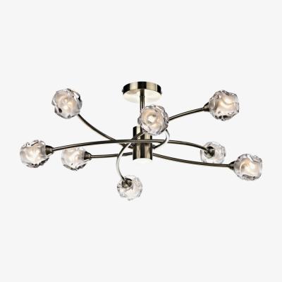 Knees dar lighting SEA0875 Seattle 8 Light Semi Flush Antique Brass
