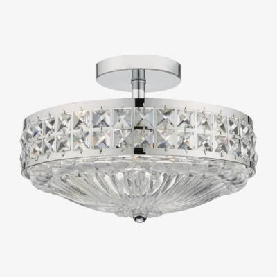 Knees Dar Lighting OLO5350 Olona 3 Light Semi Flush Polished Chrome Crystal Beads And Glass Diffuser