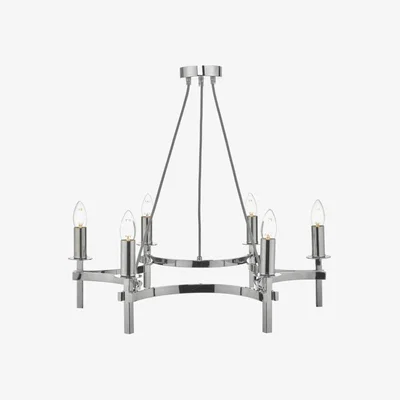 Knees dar lighting Nac0650 Nacala 6 Light Pendant Polished Chrome