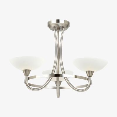 Knees Cagney 3 Light Semi Flush Ceiling Light - Satin Chrome
