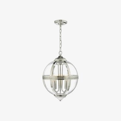 Knees Dar Lighting VAN0338 Vanessa 3 Light Pendant Polished Nickel and Glass
