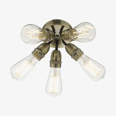 Knees dar lighting YAO0575 Yao 5 Light Flush Antique Brass