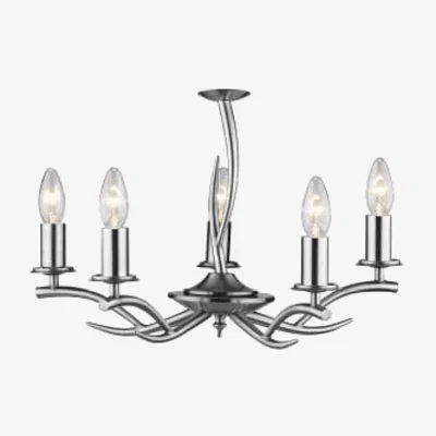 Knees dar lighting Elk0546 Elka 5 Light Pendant Satin Chrome