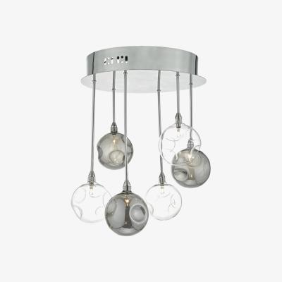Knees dar lighting QUI0610 Quinn 6 Light Semi Flush Polished Chrome With Smoked and Clear Glass